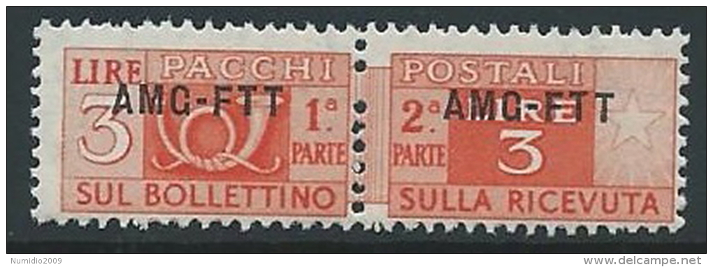 1949-53 TRIESTE A PACCHI POSTALI 3 LIRE MNH ** - ED071-4 - Paketmarken/Konzessionen