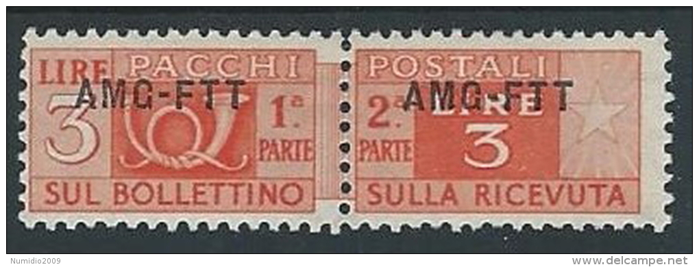 1949-53 TRIESTE A PACCHI POSTALI 3 LIRE MH * - ED072-7 - Postpaketen/concessie