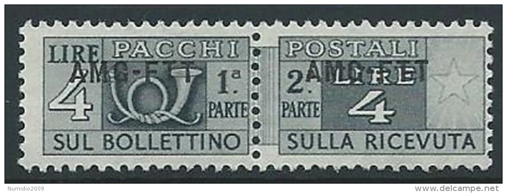1949-53 TRIESTE A PACCHI POSTALI 4 LIRE MNH ** - ED073-5 - Paketmarken/Konzessionen