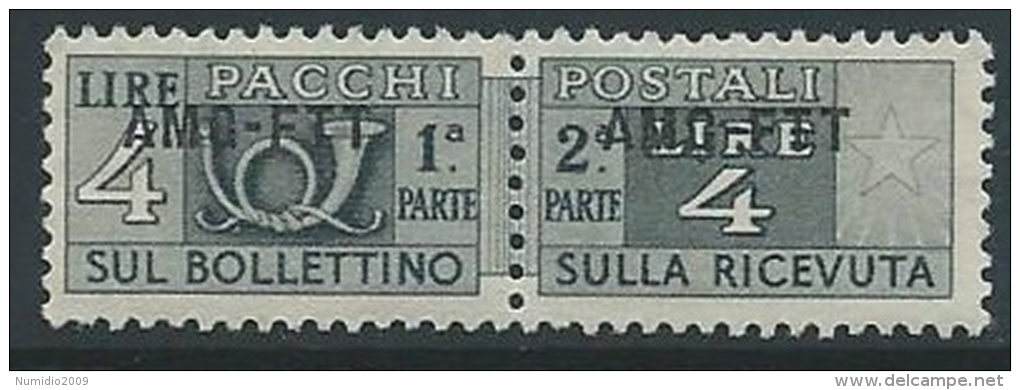 1949-53 TRIESTE A PACCHI POSTALI 4 LIRE MNH ** - ED073-9 - Postal And Consigned Parcels