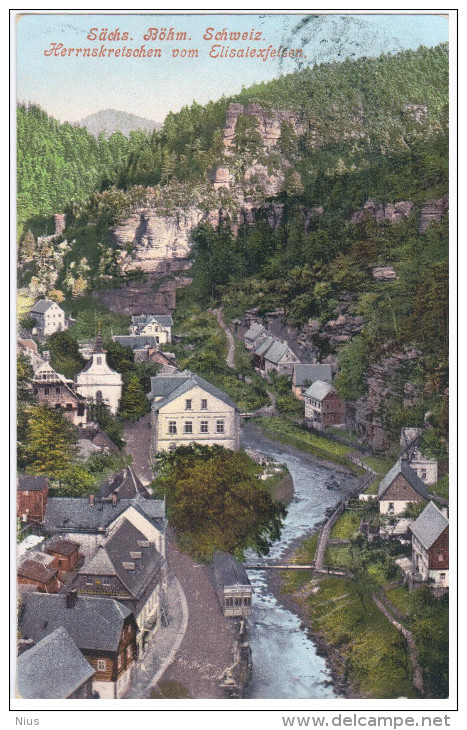 Switzerland Schweiz Suisse Svizzera, Herrnskretschen Vom Elisalexfelsen, Czech Republic, Hrensko, Bohemia-Saxon 1908 - Saxon