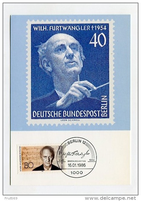 GERMANY / BERLIN-WEST - AK AK198441 Maxiphil - 1/1986 Berlin - Wilhelm Furtwängler - Cartoline Maximum