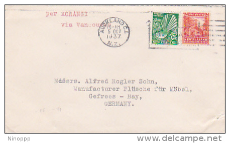 New Zealand 1937 Cover Sent To Germany Via Vancouver Per AORANGI - Oblitérés