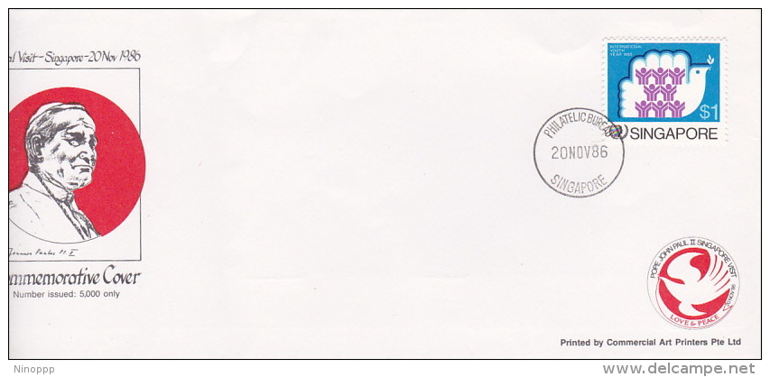 Singapore 1986 Pope Visit Souvenir Cover - Singapore (1959-...)