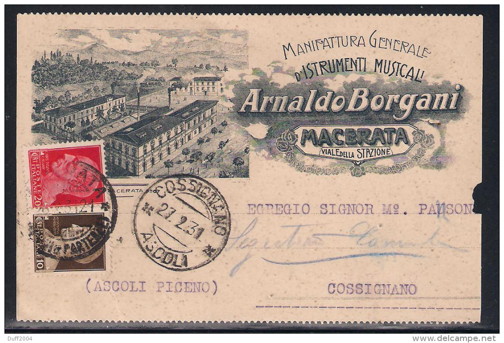 ITALIA REGNO - DA MACERATA A COSSIGNANO - 26.2.1931. - Storia Postale