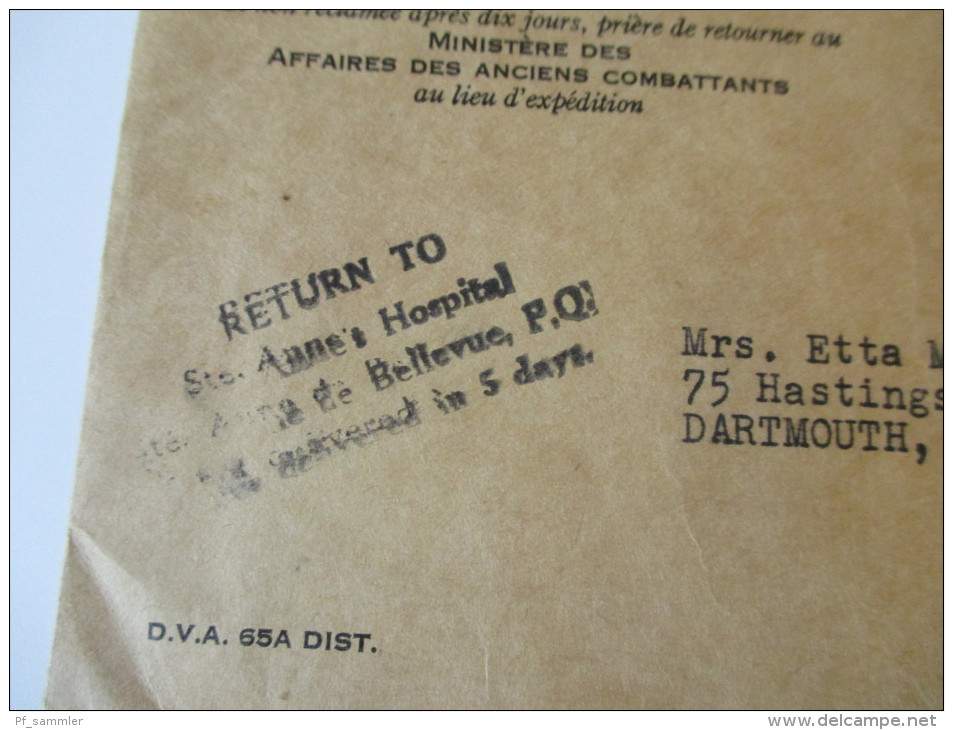 Kanada 1954 Dienstpost / Dienstmarke. Department Of Veterans Affairs. St. Anne's Hospital - Perfins