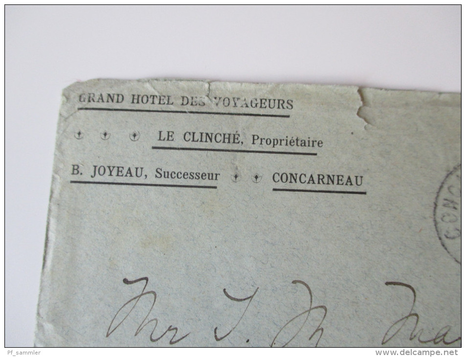 Frankreich Nr. 111 Einfachfrankatur 1905 Brief Nach New Jersey. Umschlag: Grand Hotel Des Yoyageurs Concarneau - Covers & Documents