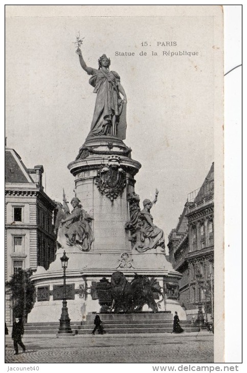 Paris 75 La Statue De La République Cachet Ambulant Du  26/8/1904  De Montargis A Paris - Statues