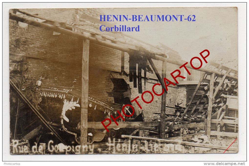 Corbillard-Rue De Coupigny-HENIN-BEAUMONT-CA RTE PHOTO Allemande-GUERRE 14-18-1WK-FRANCE-FRANKREI CH-62- - Henin-Beaumont