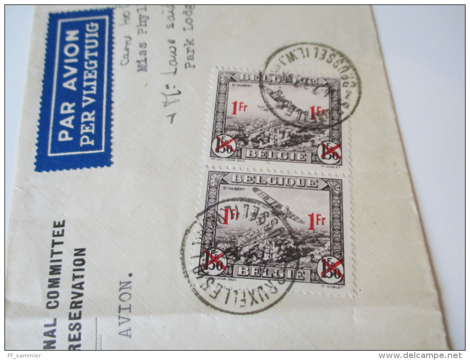 Belgien 1937 Brief Nach London. Umschlag : The International Committee For Bird Preservation - Storia Postale