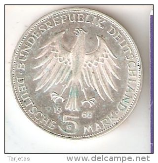 MONEDA DE PLATA DE ALEMANIA DE 5 MARK DEL AÑO 1968 GUTENBERG  (COIN) SILVER,ARGENT. - 5 Marcos