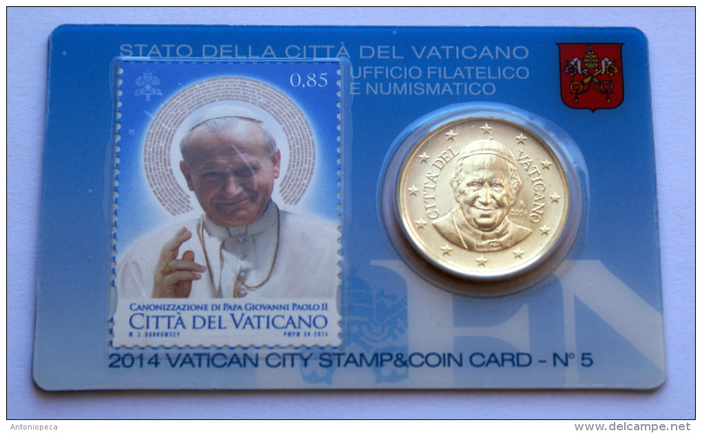 VATICANO 2014 - THE STAMP & COIN CARD , CANONISATION POPE JEAN PAUL II - Nuevos