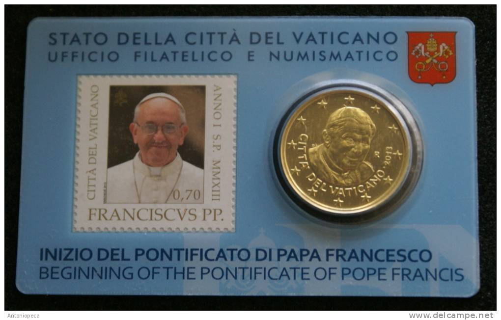 VATICANO 2013 - THE STAMP & COIN CARD 3 , 2013 POPE FRANCESCO - Nuevos