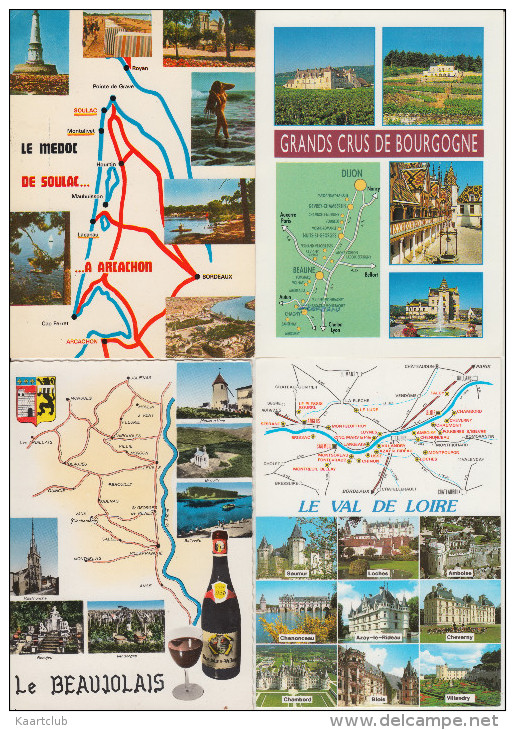 8 POSTCARDS : France  - MAPS / CARTES / KAARTEN / KARTEN - Multiviews - (3 Scans) - Landkaarten