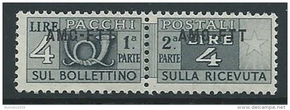 1949-53 TRIESTE A PACCHI POSTALI 4 LIRE MNH ** - ED074-2 - Postal And Consigned Parcels