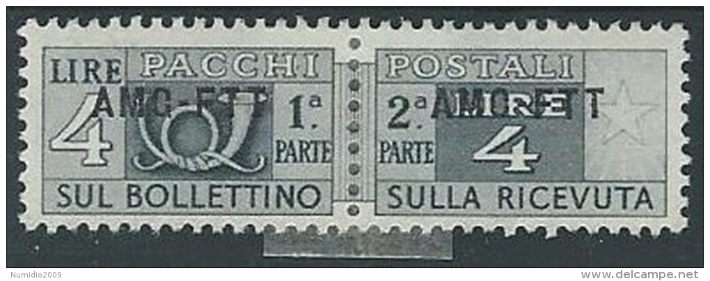 1949-53 TRIESTE A PACCHI POSTALI 4 LIRE MH * - ED074 - Postal And Consigned Parcels