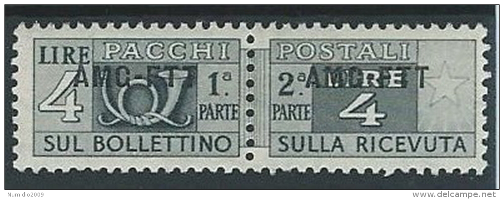 1949-53 TRIESTE A PACCHI POSTALI 4 LIRE MH * - ED074-2 - Colis Postaux/concession