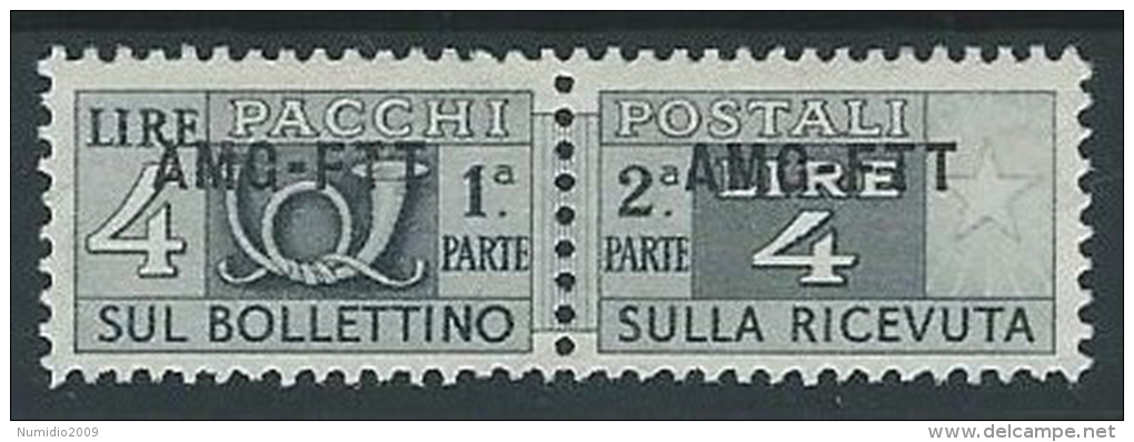 1949-53 TRIESTE A PACCHI POSTALI 4 LIRE MH * - ED074-4 - Postal And Consigned Parcels