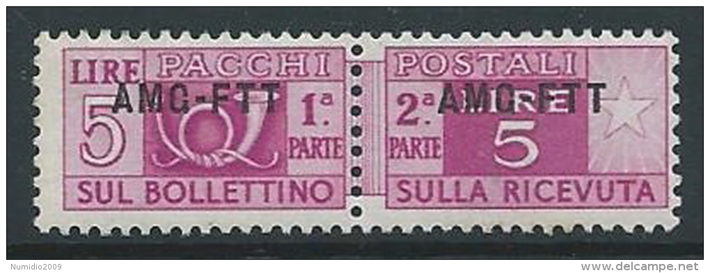 1949-53 TRIESTE A PACCHI POSTALI 5 LIRE MNH ** - ED076-2 - Colis Postaux/concession