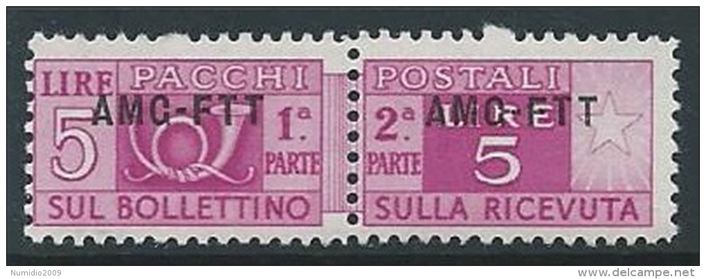 1949-53 TRIESTE A PACCHI POSTALI 5 LIRE MNH ** - ED076-4 - Postpaketen/concessie