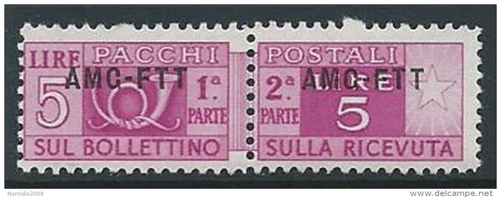 1949-53 TRIESTE A PACCHI POSTALI 5 LIRE MNH ** - ED076-4 - Paketmarken/Konzessionen