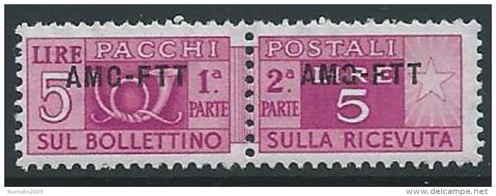 1949-53 TRIESTE A PACCHI POSTALI 5 LIRE MNH ** - ED076-5 - Paketmarken/Konzessionen
