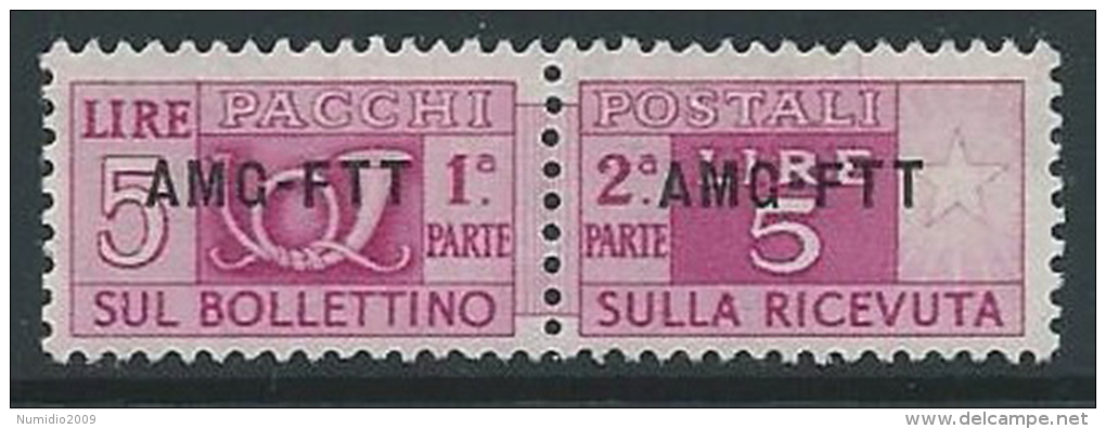 1949-53 TRIESTE A PACCHI POSTALI 5 LIRE MNH ** - ED076-6 - Colis Postaux/concession