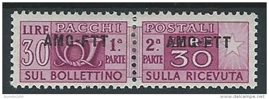 1949-53 TRIESTE A PACCHI POSTALI 30 LIRE MH * - ED080 - Colis Postaux/concession