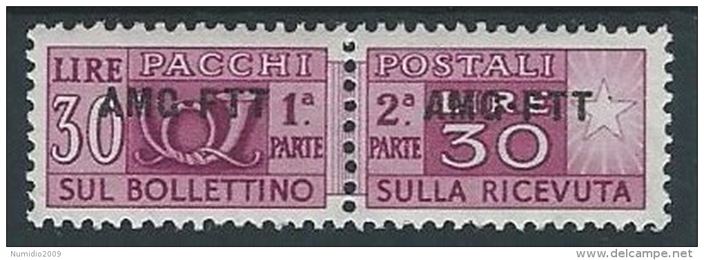 1949-53 TRIESTE A PACCHI POSTALI 30 LIRE MH * - ED080-3 - Paketmarken/Konzessionen