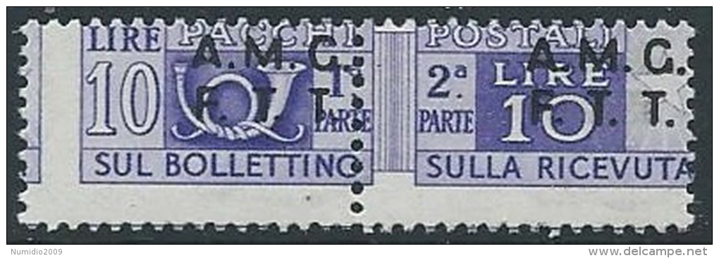 1947-48 TRIESTE A PACCHI POSTALI 10 LIRE VARIETà MNH ** - ED082 - Postal And Consigned Parcels