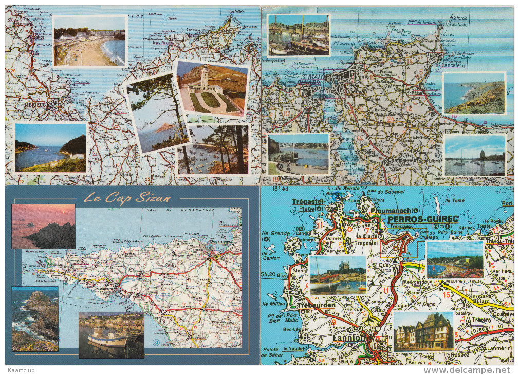 4 POSTCARDS : FRANCE  - AUTO ROUTE - MICHELIN 2x 58 & 2x 59  - MAPS / CARTES / KAARTEN / KARTEN - (2 Scans) - Landkaarten