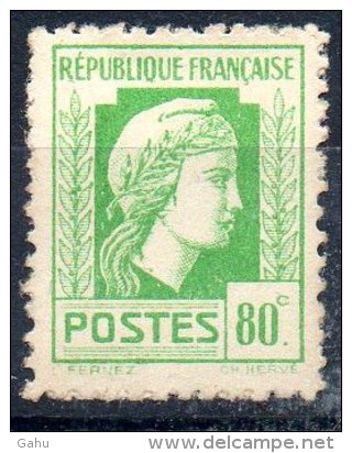 France ; 1944 ; N° Y: 636     ; N** , Gomme Brune ;  "  Marianne D´ Alger " ; Cote Y(2006) : 1.40  E. - 1944 Hahn Und Marianne D'Alger