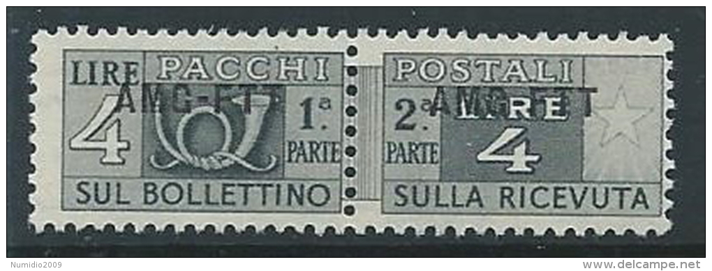 1949-53 TRIESTE A PACCHI POSTALI 4 LIRE MNH ** - ED074 - Colis Postaux/concession