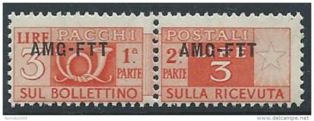 1949-53 TRIESTE A PACCHI POSTALI 3 LIRE MNH ** - ED098 - Colis Postaux/concession