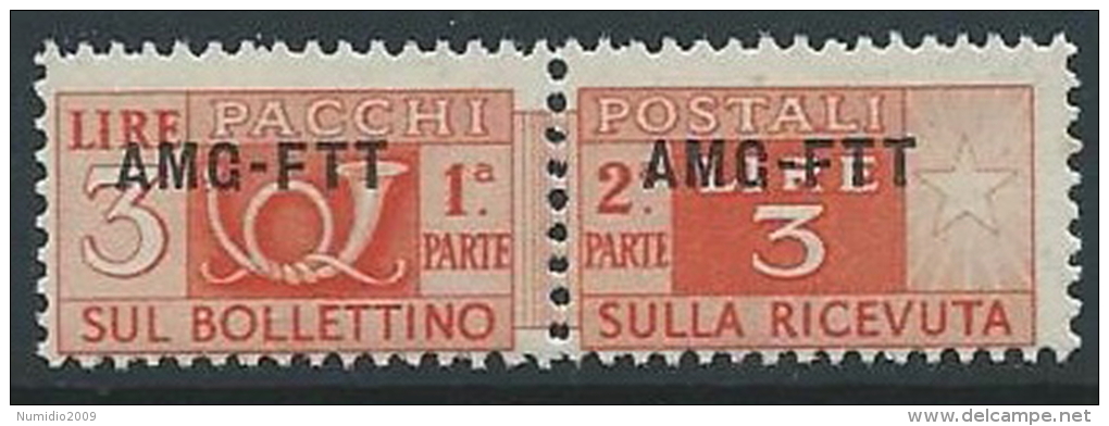 1949-53 TRIESTE A PACCHI POSTALI 3 LIRE MNH ** - ED098-3 - Colis Postaux/concession