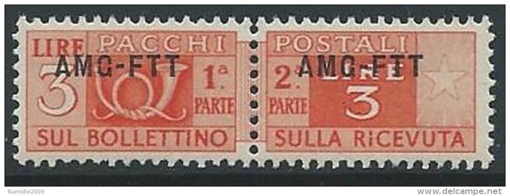 1949-53 TRIESTE A PACCHI POSTALI 3 LIRE MNH ** - ED098-6 - Postal And Consigned Parcels