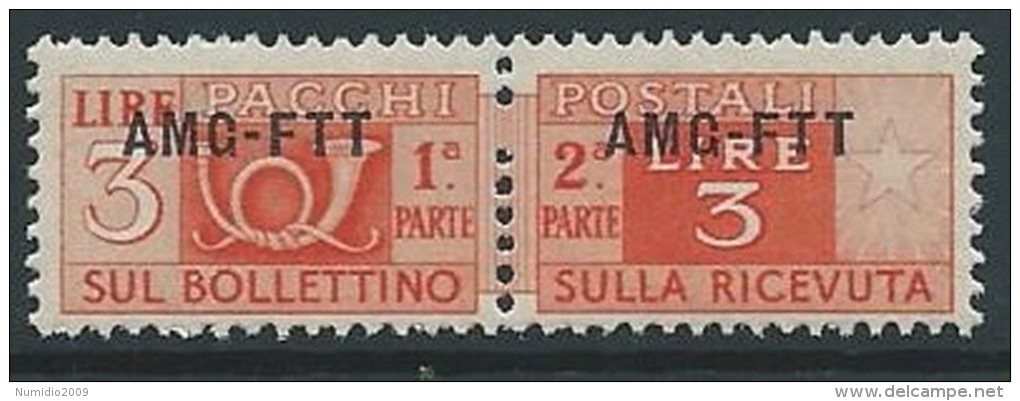 1949-53 TRIESTE A PACCHI POSTALI 3 LIRE MNH ** - ED099-3 - Colis Postaux/concession