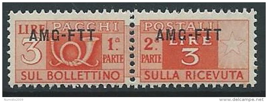1949-53 TRIESTE A PACCHI POSTALI 3 LIRE MNH ** - ED100-2 - Postpaketen/concessie