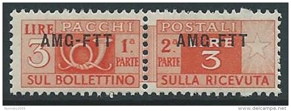 1949-53 TRIESTE A PACCHI POSTALI 3 LIRE MNH ** - ED100-6 - Postpaketen/concessie