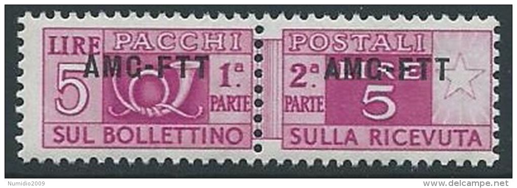 1949-53 TRIESTE A PACCHI POSTALI 5 LIRE MNH ** - ED101-3 - Colis Postaux/concession
