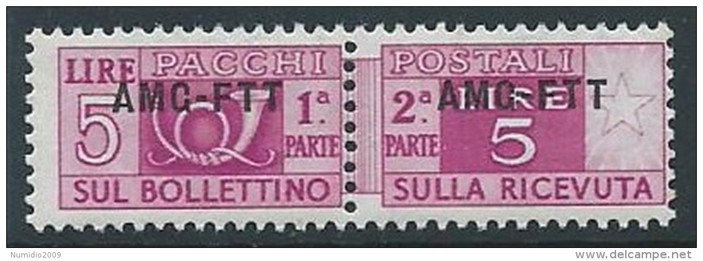 1949-53 TRIESTE A PACCHI POSTALI 5 LIRE MNH ** - ED102 - Colis Postaux/concession
