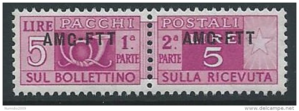 1949-53 TRIESTE A PACCHI POSTALI 5 LIRE MNH ** - ED102-5 - Colis Postaux/concession