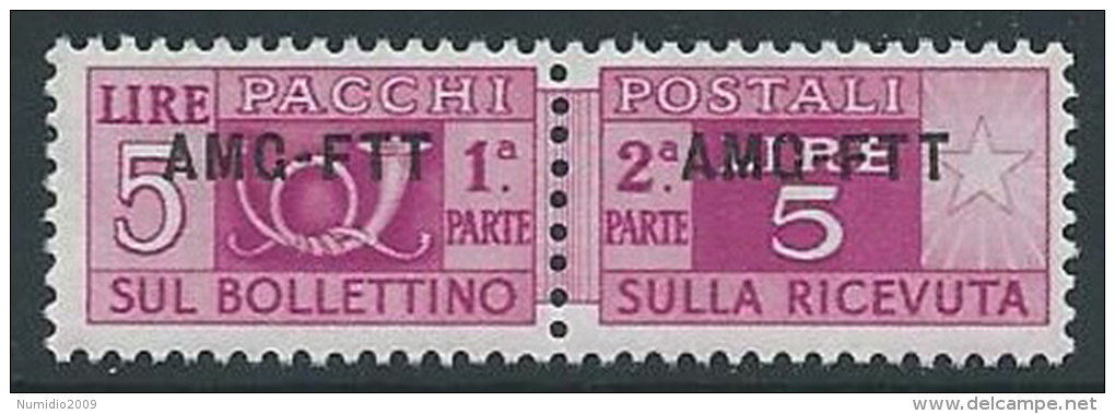 1949-53 TRIESTE A PACCHI POSTALI 5 LIRE MNH ** - ED102-9 - Postpaketen/concessie