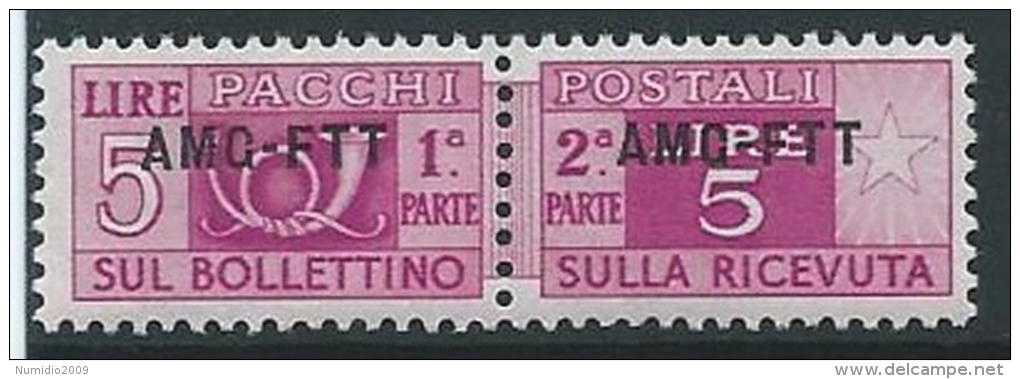 1949-53 TRIESTE A PACCHI POSTALI 5 LIRE MNH ** - ED103-4 - Postpaketen/concessie