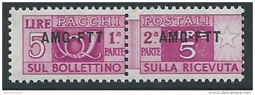 1949-53 TRIESTE A PACCHI POSTALI 5 LIRE MNH ** - ED103-7 - Postpaketen/concessie