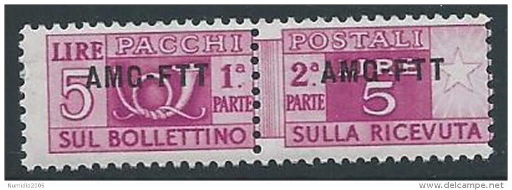 1949-53 TRIESTE A PACCHI POSTALI 5 LIRE MNH ** - ED103-9 - Colis Postaux/concession