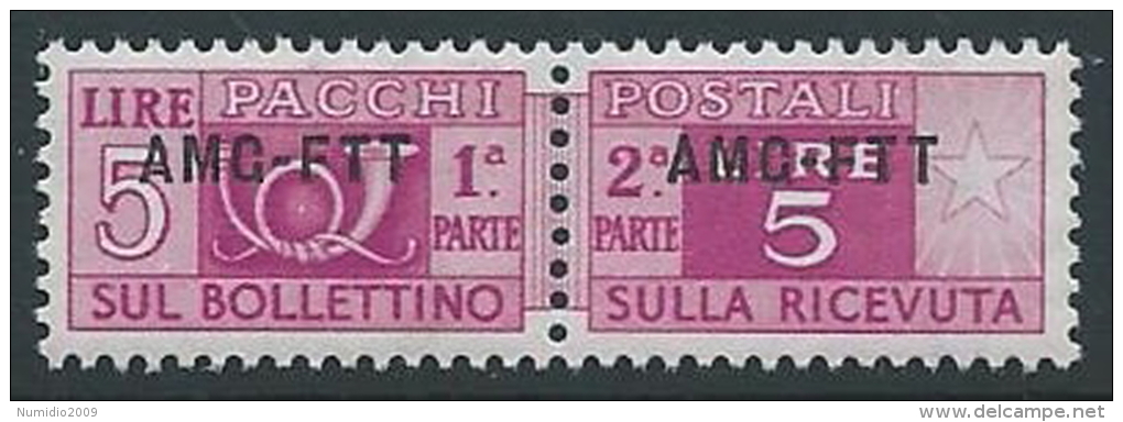 1949-53 TRIESTE A PACCHI POSTALI 5 LIRE MNH ** - ED104-2 - Colis Postaux/concession