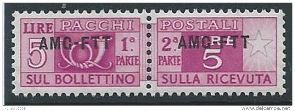 1949-53 TRIESTE A PACCHI POSTALI 5 LIRE MNH ** - ED104-4 - Postal And Consigned Parcels