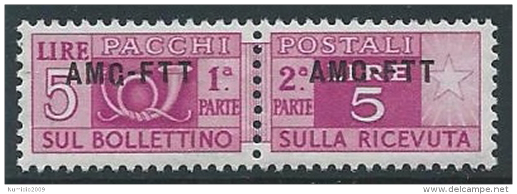 1949-53 TRIESTE A PACCHI POSTALI 5 LIRE MNH ** - ED104-7 - Postpaketen/concessie