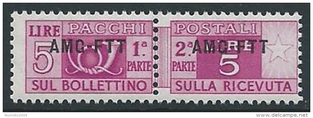 1949-53 TRIESTE A PACCHI POSTALI 5 LIRE MNH ** - ED105-2 - Postal And Consigned Parcels